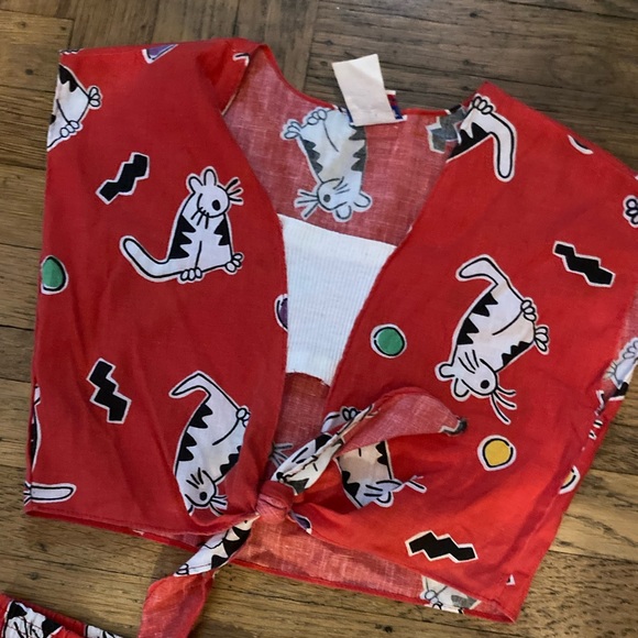 Super Adorable Vintage Girl Summer 2 piece CATS! - Picture 3 of 3